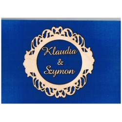 Imiona w ażurowym kole 17,5x17,5cm . Klaudia & Szymon, pudełko na koperty, album.